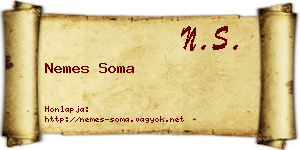 Nemes Soma névjegykártya